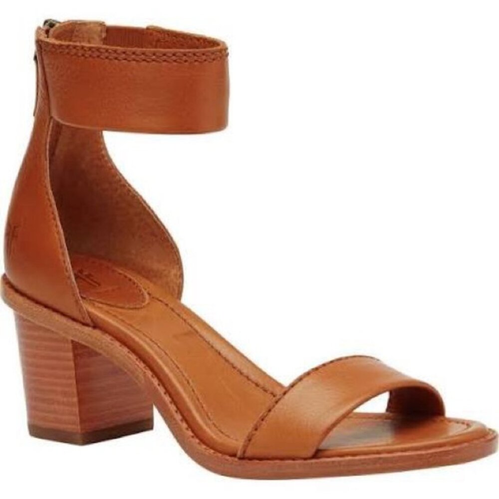 Frye Women's Brielle Tan Brown Leather Block Heel - Picture 13 of 13